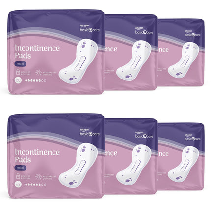 Amazon Basic Care nesaturēšanas ieliktņi Maxi, bez smaržas, 6 iepakojumi pa 8 (48 ieliktņi)