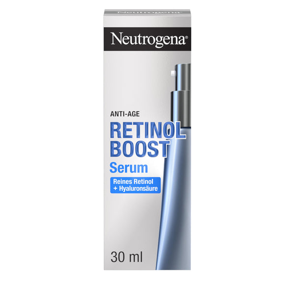 Neutrogena Retinol Boost Serum (30 ml), ļoti efektīvs pretnovecošanās sejas serums ar retinolu, mirtes lapu ekstraktu un hialuronskābi, viegla sejas kopšana jaunāka izskata ādai