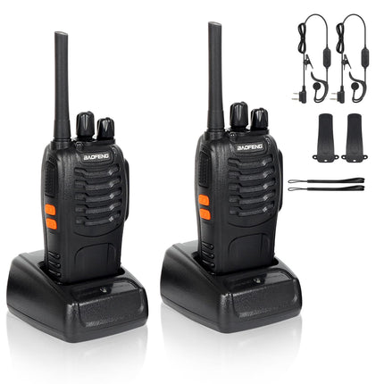 Rācija ar 16 kanāliem, CTCSS/DCS FM, 1500 mAh akumulatoru, maks. Sarunu diapazons 5 km, profesionāls radio ar brīvroku funkciju