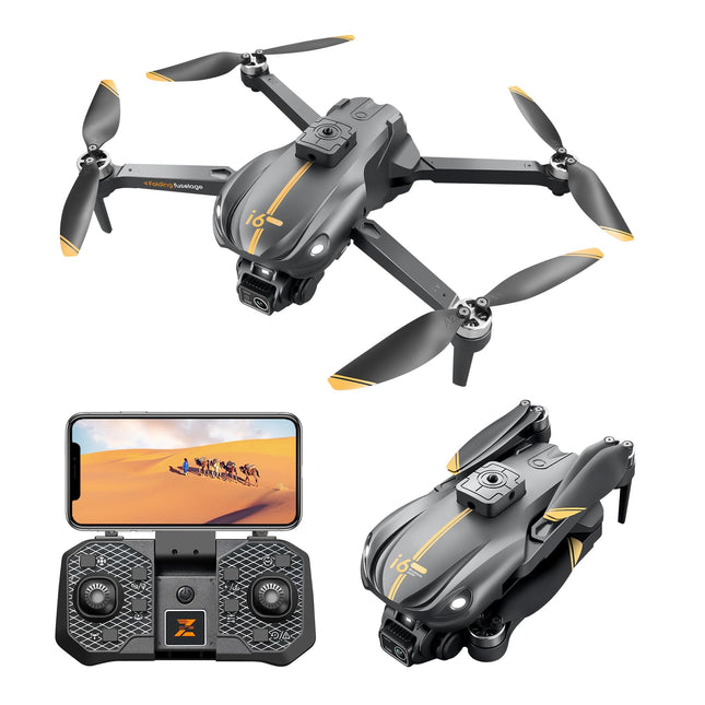Drons ar kameru pieaugušajiem, 1080P HD FPV kamera, drons iesācējiem ar augstuma noturēšanu, vienas pogas nosēšanos, 4 virzienu šķēršļu apiešanu, ātruma regulēšanu, bezgalvas režīmu, 3D pagriezienus