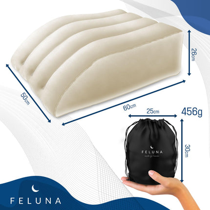 Ergonomisks ķīļveida spilvens gulēšanai, piepūšams ortopēdisks kāju pacēlums kāju un muguras sāpju mazināšanai, kāju atbalsta spilvens ceļgalam, pēdai un potītei pēc operācijas (bēšs)