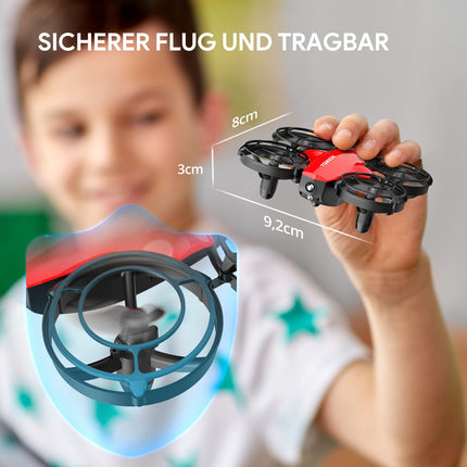 Tomzon mini drons bērniem iesācējiem RC kvadrokopters ar 24 minūšu ilgu lidojuma laiku, kaujas drons ar 360° propellera aizsardzību, lidaparāta tālvadības rotaļu drons ar mešanas kustību/3D apgriešanos/apļveida lidojums, nano drons