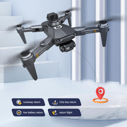 Salokāms drons RC kvadrokopters ar 8K dubulto kameru, 5G Wi-Fi pārraidi, šķēršļu apiešanu, optiskās plūsmas pozicionēšanu, planēšanu, melns