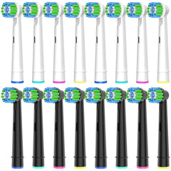 16 zobu birstes galviņas, kas saderīgas ar Oral-B zobu birstēm, profesionālas zobu birstes galviņas, kas piemērotas Oral-B elektriskajām zobu birstēm, 8 baltas un 8 melnas.