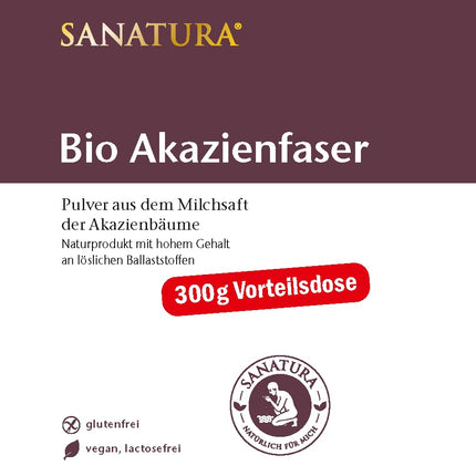 Sanatura Acacia Fiber Powder Organic – 300 g – vērtīgs šķiedrvielu avots no akācijas šķiedrām – šķīstošā šķiedra – vegāns, bez glutēna un fruktozes – labi panesams