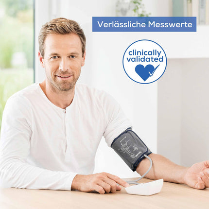 Beurer BM 27 augšdelma asinsspiediena mērītājs ar manžetes piemērotības kontroli, klīniski apstiprināts, augšdelma apkārtmēram 22-42 cm, riska indikators, aritmijas noteikšana, paziņojums par pielietošanas kļūdām