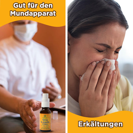 Organiskā propolisa aerosols - 20 ml. Veicina mutes dobuma un rīkles labsajūtu. Satur propolisu, medu, rozmarīnu, eikaliptu un citronu.