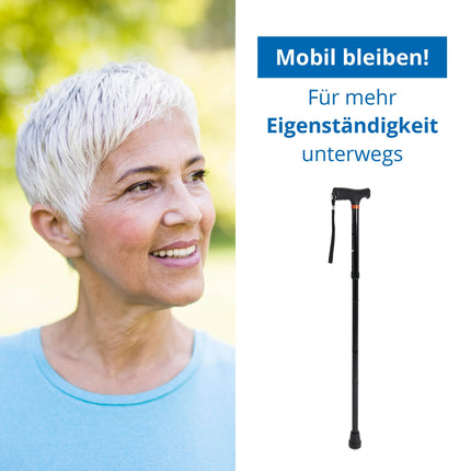 Weinberger teleskopiskais spieķis, izturīgs, salokāms, regulējams augstumā, neslīdošs, ērts, tikai 420 grami, maks. 136 kg, ceļojumu spieķis, 48748, melns