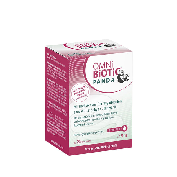 OMNi BiOTiC PANDA pilieni | 28 porcijas | 4 baktēriju celmi | 3 miljardi baktēriju vienā dienas devā | Bez glutēna | Bez laktozes | Ikdienas lietošanai | Īpaši izstrādāts mazuļiem | 8 ml