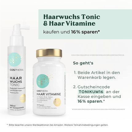Cosphera matu vitamīni - lielas biotīna, selēna un cinka devas, kas veicina normālu matu veselību. Plus folskābe un prosas sēklu ekstrakts (bagāts ar silīciju) — 120 vegānas kapsulas 2 mēnešu daudzumā.