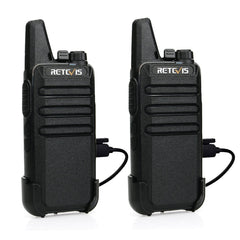 Retevis RT622 Walkie Talkie Mini, PMR446 profesionāls divvirzienu rācijas tālrunis tālsatiksmes sakariem, VOX, uzlādējams automašīnas rācijas tālrunis pieaugušajiem, kempingam (melns, 1 pāris)