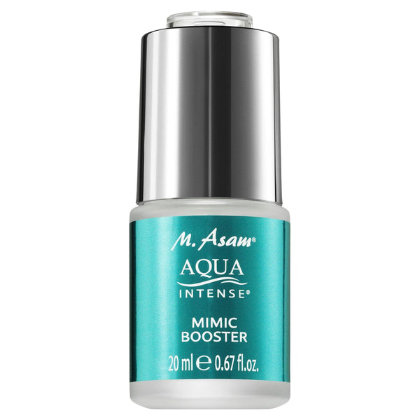 M. Asam AQUA INTENSE Mimic Booster Serum (20 ml) – hialuronskābes serums ar augsto tehnoloģiju peptīdu mērķtiecīgai mīmikas grumbu izlīdzināšanai, vārnu kājiņu, pieres grumbu un smieklu līniju mazināšanai, sejas kopšanai