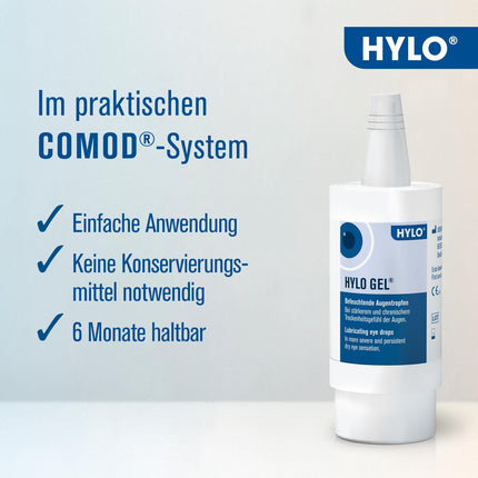 HYLO GEL acu pilieni sausām acīm, ilgstošas ​​iedarbības, ar hialuronskābi, dubultiepakojumā 2x10 ml