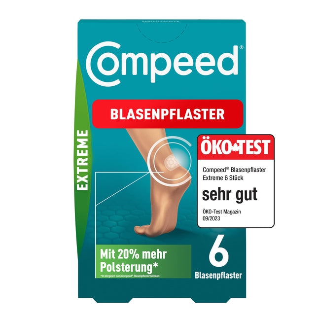 Compeed Blister Plasters Extreme – hidrokoloīdie plāksteri īpaši spēcīgai aizsardzībai pret tulznām uz papēžiem, 6 gabali (1 iepakojums)
