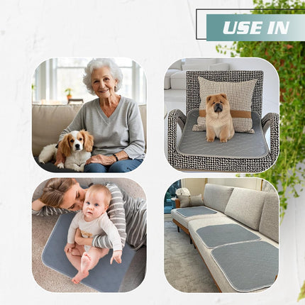 GRUENERDE 4 mazgājami sēdekļu pārvalki urīna nesaturēšanas gadījumiem, ūdensnecaurlaidīgs krēsla pārvalks, ļoti absorbējošs, izturīgs krēsla paliktnis atzveltnes krēsliem, ratiņkrēsliem, 54x56 cm, pelēks