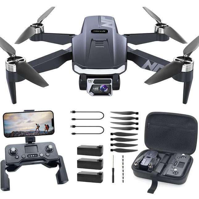 NAFYRE N11 PRO GPS drons ar kameru pieaugušajiem 4K UHD, 90 minūšu ilgs lidojuma laiks, liels vadības attālums, automātiska atgriešanās, automātiska sekošana, bezkontaktu motors, 5G FPV RC kvadrokopters iesācējiem