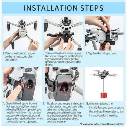 LICHIFIT Drone Airdrop sistēma ar 1/4 skrūvju adapteri DJI Mini 4 Pro gaismjutīgajam metējam, transportēšanai, piegādei, kravas atbrīvošanas un nomešanas ierīcei