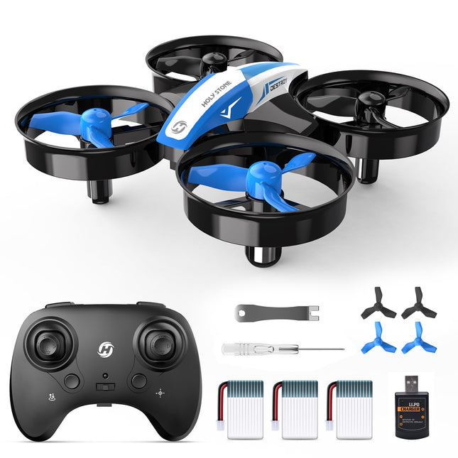 Holy Stone HS210 mini drons bērniem, RC kvadrokoptera nano drons ar 3 baterijām, 21 min. Ilgs lidojuma laiks, automātiska augstuma noturēšana, 360° rotācija, bezgalvas režīms, iedarbināšana ar vienu taustiņu, dāvana iesācējiem telpās, zila, C0