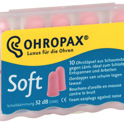 5 iepakojumu Ohropax mīksto putu ausu aizbāžņi, 5 x 10 gabali, dzelteni
