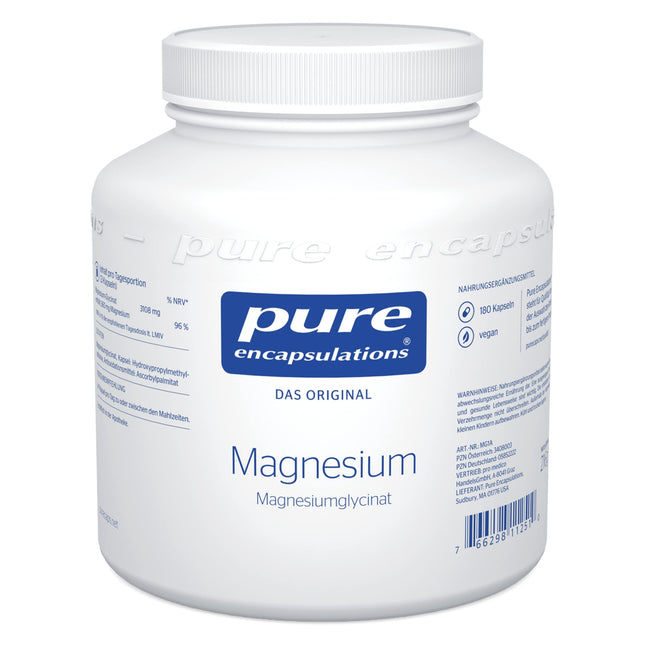 Pure Encapsulations magnija glicināts | 180 kapsulas (2 mēnešu piegāde) | Organiski saistīts magnijs | Veicina noguruma un nespēka mazināšanu | Ļoti labi uzsūcas organismā