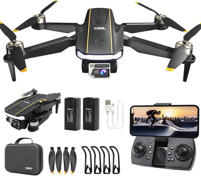 Izturīgs bezkontaktu motora drons ar kameru iesācējiem, CHUBORY A68 WiFi FPV kvadrokopters ar 2K HD kameru, automātiska lidošana, 3D pagriezieni, bezgalvas režīms, trajektorijas lidojums, 2 baterijas