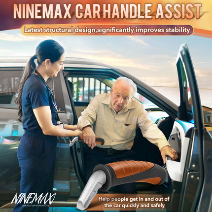 NINEMAX automašīnas izkāpšanas palīglīdzeklis senioriem, 2 rokturi automašīnām grūtniecēm ar invaliditāti (melns/oranžs)