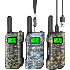 Inspireyes Walkie Talkie Kids uzlādējama rācija, 48 stundu darba laiks, 8 kanālu divvirzienu radio, dāvanas zēniem un meitenēm, pārgājieni un kempings brīvā dabā, 3–12 gadus veca rotaļlieta
