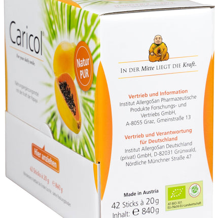 Karikols | 100% dabīgas sastāvdaļas bioloģiskā kvalitātē | Ar papaīnu | Viegli dozēt | 42 nūjiņas pa 20 g katra (840 g)