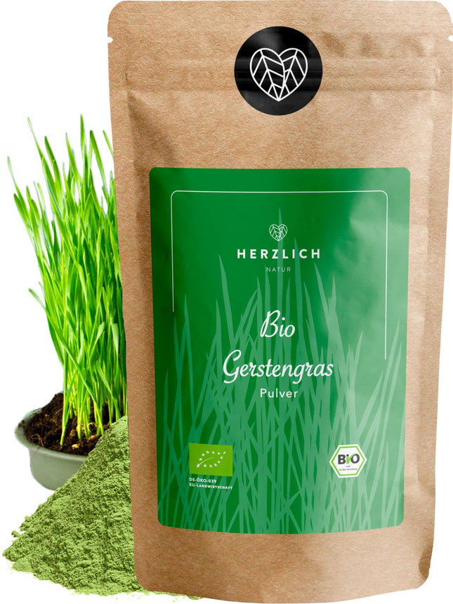 Bioloģisks miežu zāles pulveris 500g | smalki samalts miežu zāles pulveris| Sertificēta bioloģiskā kvalitāte | Lielisks papildinājums smūtijiem, sulām, zeltainajam pienam, mēness pienam un citiem produktiem. | Silta daba