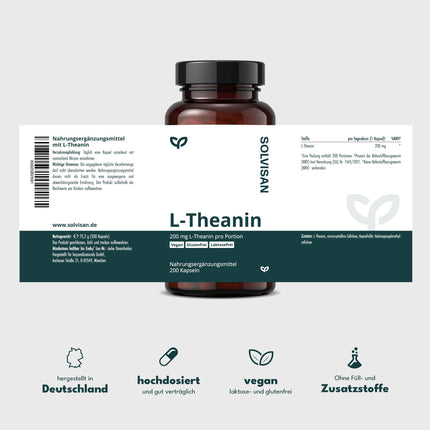 SOLVISAN L-teanīna kapsulas — SVARĪGI: Pētījuma deva 200 mg dienā — 200 kapsulas — Bez piedevām