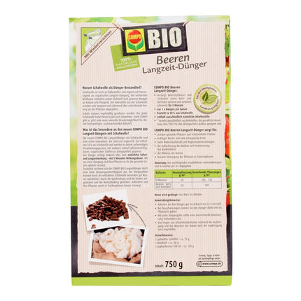 COMPO BIO Ogu ilgtermiņa mēslojums visiem ogulājiem, sēkleņiem un kauleņaugiem, 5 mēnešu ilgtermiņa iedarbība, 750 g, Ogu mēslojums