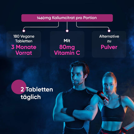 Kālija tabletes - 1460 mg vienā porcijā - 180 tabletes un vegānas - muskuļu veidošanai un nervu sistēmai (EFSA) - 3 mēnešu krājumi - kālija hlorīda alternatīva - WeightWorld