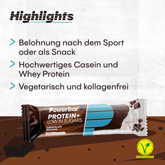 Powerbar - Protein Plus - Zems cukura saturs - Šokolādes-Braunija - 30x35g - Batoniņi tikai ar 107 kcal - Fitnesa batoniņš ar šķiedrvielām