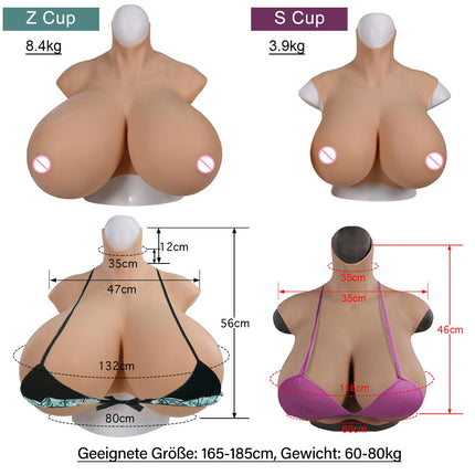 QIAOYIQIAO 4. paaudzes S-Cup Z-Cup lielas kausa formas reālistiskas silikona krūšu formas mākslīgās krūtis Cosplay transpersonām (1. krāsa, Z kauss)