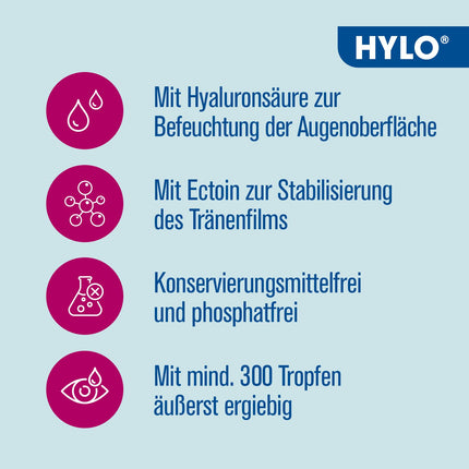 HYLO DUAL INTENSE acu pilieni sausām acīm, intensīvi, ar hialuronskābi un ektoīnu, 10 ml, šķīdums