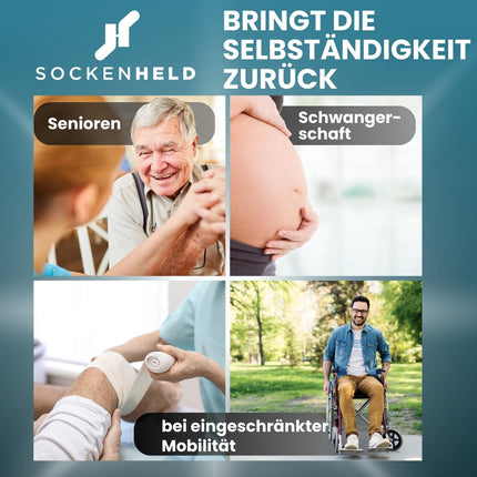 SOCKENHELD® 2-in-1 Premium zeķubikses – ar kabatu piekarināšanai papildu aizsardzībai un higiēnai – Ērtas savilcējstieni – Ideāli piemērotas senioriem, grūtniecēm un cilvēkiem ar ierobežotu kustību amplitūdu – 23 cm