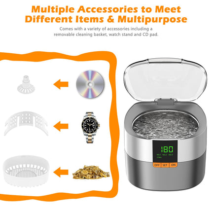 Ultraskaņas tīrīšanas ierīce Ultraskaņas tīrītājs Ultraskaņas ierīce KECOOLKE 750ml Sonic Cleaner ar digitālo taimeri glāzēm, gredzeniem, monētām, pirkstu gredzeniem, naudai