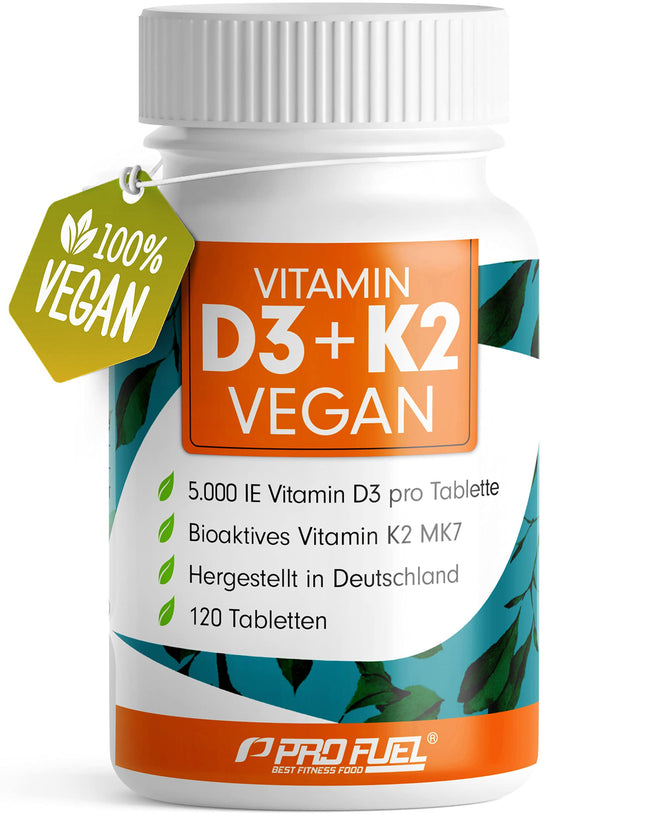 VEGĀNS D3 K2 vitamīns - 120 tabletes ar 5000 SV D3 + 200 mcg K2 (MK7) - D3 vitamīns lielās devās un vegāns - pietiek 19 mēnešiem - laboratoriski pārbaudīts ar sertifikātu - bez nevēlamām piedevām
