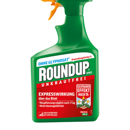 Roundup Weed Free Express, 1 litra smidzināšanas pudele, nezāļu iznīcinātājs, nezāļu, zāles un sūnu apkarošanai