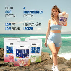 Weider - Protein 80 Plus - 4 komponentu proteīna pulveris - Augsts proteīna saturs ar 80% proteīna - Krēmīgi kokteiļi ar kalciju un B6 vitamīnu - 500g - Vaniļa