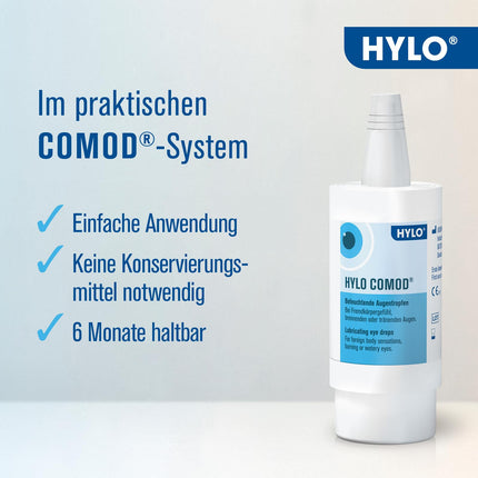 HYLO COMOD acu pilieni sausām acīm ar hialuronskābi, dubultiepakojumā 2x10 ml