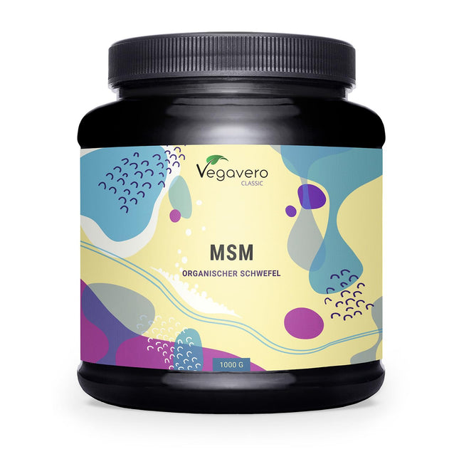 MSM pulveris 1000 g Vegavero® | 99,9% tīrība | Vācu produkcija | Metilsulfonilmetāns | Organiskais sērs | kristālisks | Laboratorijā pārbaudīts un bez piedevām | Vegāns