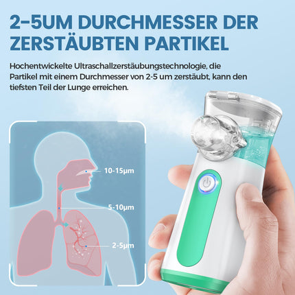 Inhalators, pārnēsājams inhalators pieaugušajiem un bērniem, 30 dB kluss inhalatora komplekts, 3 ātrumi, USB uzlādējams inhalators, 2 stundu ilgs darbības laiks