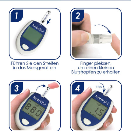KetoBM asins ketonvielu mērītāja komplekts keto diētas testēšanai – pilnīgs ketonvielu testēšanas komplekts ar ketonvielu monitoru, keto strēmelītēm, iespiešanās ierīci un lancetēm