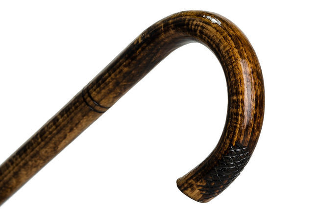 Vīriešu un sieviešu spieķis, izliekts 89-92 cm - roku darbs koka spieķis ar neslīdošu gumiju