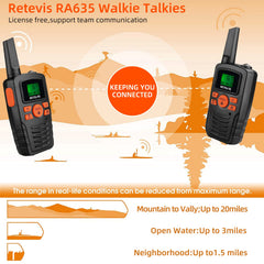 Retevis RA635 rācija, liela darbības rādiusa PMR446 rācija pieaugušajiem, bērniem, 16 kanāli, CTCSS/DCS, VOX, LED lukturītis, bezmaksas dāvanas Lieldienu slēpošanai, āra aktivitātēm