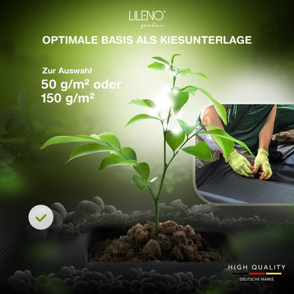 LILENO HOME nezāļu apkarošanas flīsa dārza plēve pret nezālēm 50 m² [50 g/m²] - dārza nezāļu apkarošanas plēve, ūdenscaurlaidīga - plīstizturīga nezāļu apkarošanas flīsa plēve - nezāļu apkarošanas flīsa plēve, UV izturīga [1 m x 50 m]