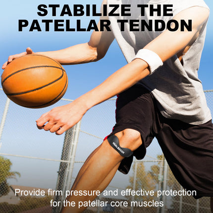 Healrecux Patellar Tendon Brace, ceļa locītavas ortoze Patella ceļgala atbalstam futbolam, basketbolam, skriešanai, tenisam, tendinīta, volejbola un pietupieniem, Patellar Tendon ceļgala atbalsts, melns