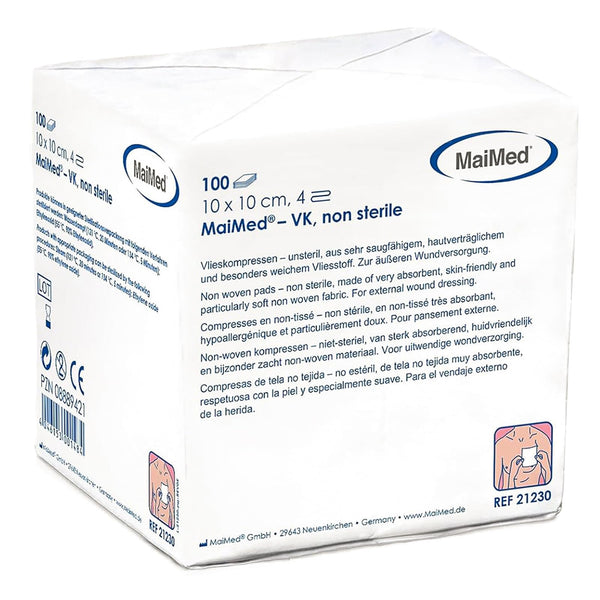 Neaustas kompreses, nesterilas 10x10cm, 100 gab., brūču kompreses, 4 slāņu, nelīpošs brūču pārsējs, marles kompreses, absorbējošas kompreses, pārsēju materiāls + e-grāmata (par veselību)