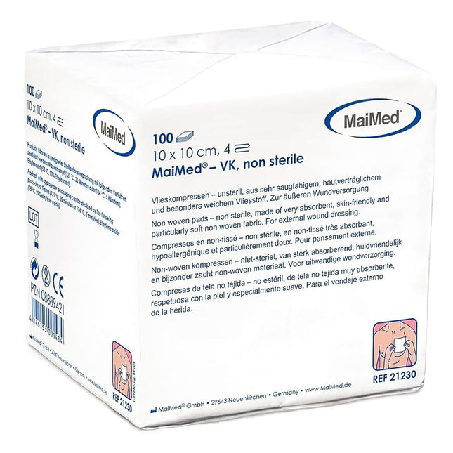 Neaustas kompreses, nesterilas 10x10cm, 100 gab., brūču kompreses, 4 slāņu, nelīpošs brūču pārsējs, marles kompreses, absorbējošas kompreses, pārsēju materiāls + e-grāmata (par veselību)